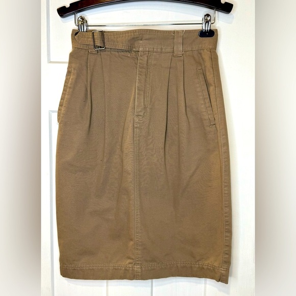 Vintage 90’s Esprit tan 100% Cotton skirt with cool buckle size 11/12 P1.2 - Picture 1 of 16